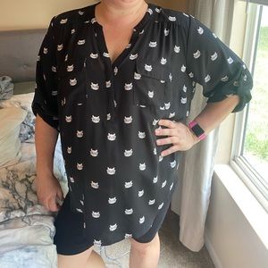 Torrid Harper blouse with cats